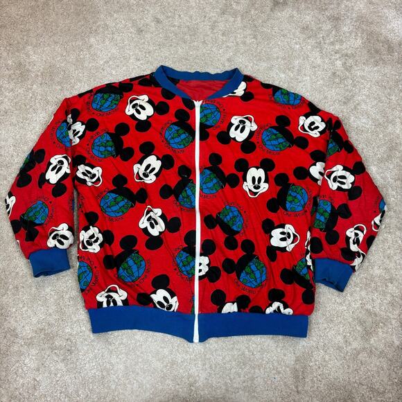 Vintage 90s Mickeys Reversible Bomber AOP Jacket Men's XL - Picture 2 of 14